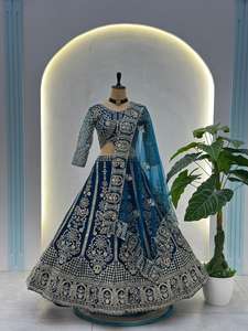 Última Moda en Vestidos de Novia y Festivos para Mujer, Lehenga Choli de Malla de Mariposa con Lentejuelas y Bordado de Cuentas - Product Image 5