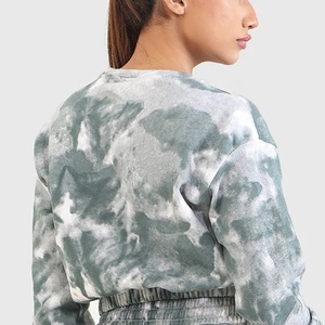 Sweat-shirt à col rond en coton biologique personnalisé avec logo 2025 pour femmes, style décontracté respirant, imprimé, épaules tombantes pour l'hiver - Product Image 5