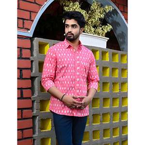 Chemise décontractée 100 % coton imprimée pour homme, manches longues, motifs floraux et pois, tissu respirant popeline/oxford/tissé, taille XL, ODM - Product Image 1