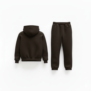 Ensemble de survêtement en molleton de coton lourd délavé à l'acide, couleur chocolat foncé, coupe décontractée, sweat à capuche et pantalon droit, personnalisable - Product Image 6