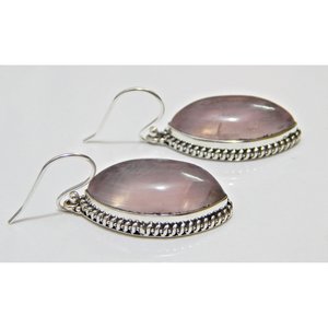 Pendientes de plata de ley hechos a mano, piedra preciosa de cuarzo rosa natural, piedra de amor, regalo de aniversario perfecto para ella - Product Image 2