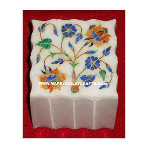 Boîtes décoratives en marbre antique de forme élégante, incrustations de marbre blanc, boîte artisanale en marbre - Product Image 1