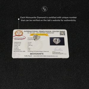 Bagues élégantes en diamant Moissanite certifié D VVS1 taille cœur - Product Image 3