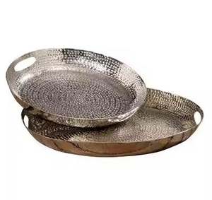 Bandeja de servicio de metal de lujo de gama alta personalizada, acero de hierro para uso doméstico en hoteles y restaurantes, hecha a mano durante el Ramadán - Product Image 4