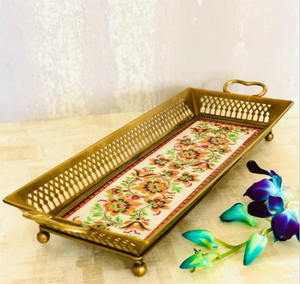 Bandeja de cobre rectangular personalizada al por mayor, plato para servir comida a bajo precio, Bandejas para servir - Product Image 4