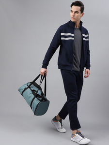 Chándal Deportivo Informal de Algodón Azul Marino Unisex Personalizado OEM con Franjas Reflectantes en el Pecho, Transpirable y Cómodo para Otoño - Product Image 5