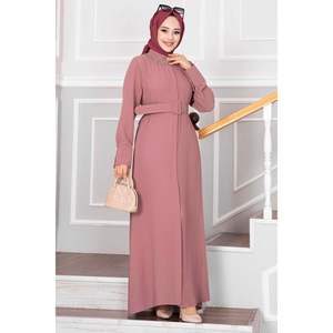 Robe hijab plissée avec col roulé Rose - Product Image 2