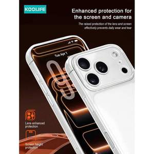 เคสใสกันกระแทก Koolife รุ่นใหม่สำหรับ 17promax วัสดุ TPU พร้อมช่องหน้าต่างขนาดใหญ่ ป้องกันเลนส์ สีขาว สำหรับทุกเพศ - Product Image 6