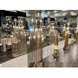 Magnifiques et élégants chandeliers et bougeoirs en métal détachables pour la décoration de l'allée de mariage, de la réception, de la fête, de l'entrée et de la passerelle - Product Image 1