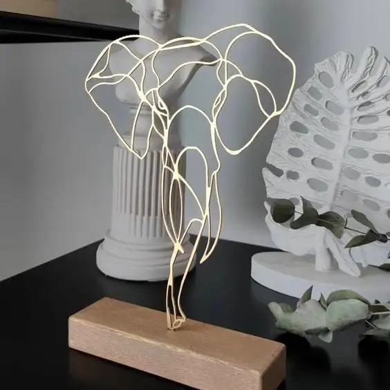 Ahşap taban nesne ile Primum kaliteli Metal fil raf heykel ev ofis masa üstü dekorasyonları estetik tasarım hediye