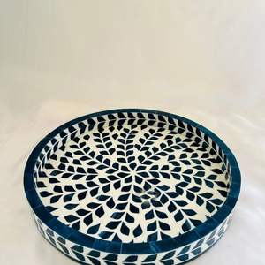 Plateau en incrustation d'os élégant avec détails en agate pour manger - Product Image 6