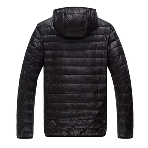 Veste à fermeture éclair noire de haute qualité pour hommes avec capuche rembourrée sur mesure pour la saison d'hiver directe au Bangladesh - Product Image 2