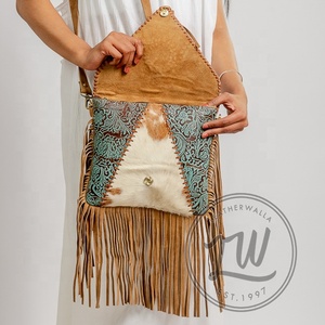 Handcrafted Vintage Genuine Leather <b>Bag</b> for Women Custom Colorful Bohemian Geometric Pattern for Spring Winter Autumn Seasons - Product Image 2