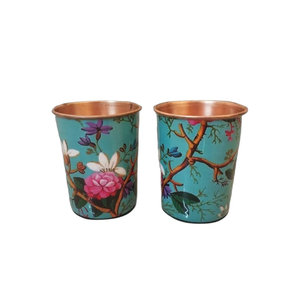 Copper Glass with <b>Printed</b> Polished Look for Daily 2 Drinking Glass Easy to Wash & Carry Anywhere for India handicraft - Product Image 5