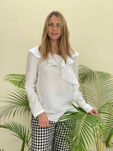 Vestido de algodón de verano para mujer Diseño de moda y decoración de botones Mangas completas Top transpirable para mujer - Product Image 5