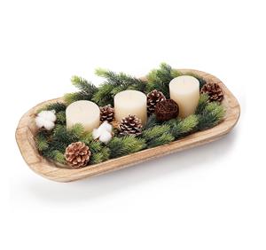 Bols décoratifs rustiques sculptés à la main grands bols à pâte en bois pour bougie salon comptoir maison cuisine décor. - Product Image 1