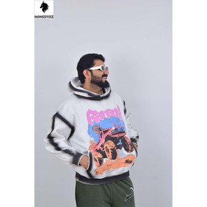 Sudadera con capucha recortada personalizada para hombre, conjunto de pantalones de chándal acampanados, 100% algodón, estampado de pantalla, parche bordado desgastado, chándal de dos piezas para el sudor - Product Image 2