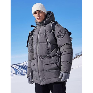 Manteau matelassé à capuche pour hommes, veste en duvet d'hiver surdimensionnée mi-longue rembourrée, chaude et lourde avec votre logo personnalisé - Product Image 6