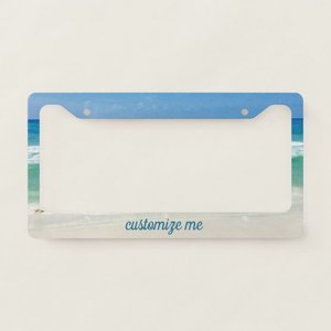 Marco de matrícula personalizado con fotografía de océano azul, hermoso tema de playa - Product Image 1