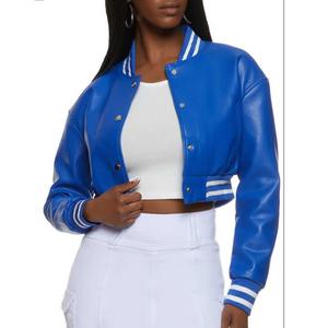 Veste universitaire pour femmes Veste de baseball Street Wear Stylish Ladies Loose Fit Varsity Cropped Jacket - Product Image 1