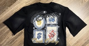 Camiseta de media manga con estampado de diamantes de imitación personalizada multicolor Vintage 100% algodón Boxy Heavyweight Oversize para hombre - Product Image 2