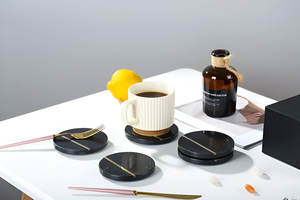 Luxury Marble <b>Coasters</b> with Gold Edges Round <b>Drink</b> <b>Coaster</b> Set Polished Finish Decorative Table Accessories for Gifting - Product Image 5