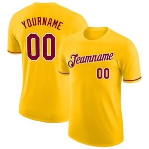 Camisas directas al por mayor Engro Industria de ropa deportiva Custom Gold Maroon-White Performance T-Shirt - Product Image 1