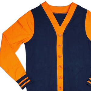 Pull Cardigan à col en V personnalisé pour femmes broderie de la vie grecque conception de sororité classique hiver décontracté tricoté bouton rayure avant - Product Image 3