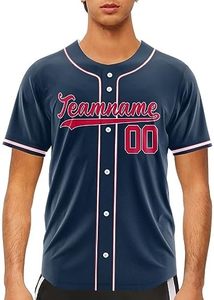 "Eiteehkr Camiseta de béisbol personalizada-Camiseta deportiva con botones para hombres, mujeres y jóvenes con letras y números de equipo cosidos o impresos" - Product Image 5