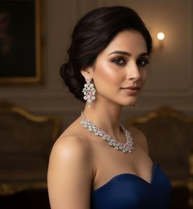 High on Demand Blush Blossom Royale Necklace and Earrings <b>Set</b> for Brides and Evening Wear Available for Worldwide Supply - Product Image 2