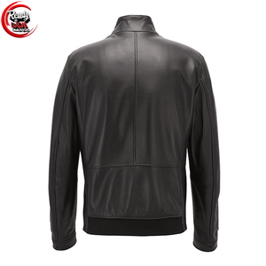 Chaqueta de motociclista de cuero de primera calidad para hombre, piel de vaca genuina en Slim Fit Black Stand Collar Winter Street Style Canvas Top - Product Image 4