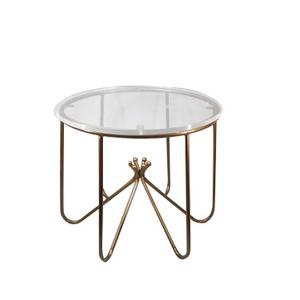 Table basse en métal finition antique avec plateau rond en verre pour hôtel, restaurant, maison, décoration de mariage, mobilier de salon - Product Image 6