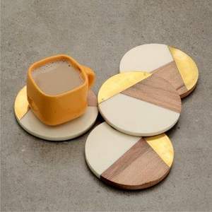 Heigh Dimand Modern Style Luxury Wood <b>Marble</b> <b>Coaster</b> Set 10mm Thick Classic Handmade Durable Eco-Friendly for Home Kitchen Decor - Product Image 5