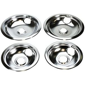 Frigidaire Range Oven Compatible Drip Pan Set 316048413 & 316048414 Includes 2x 6\" & 2x 8\" Drip Pans for Household Use - Product Image 1