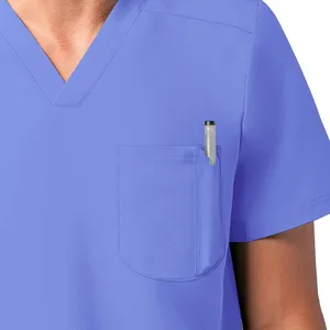 Conjunto de Uniformes Médicos Elásticos de Spandex OEM de Manga Corta para Enfermería, Top y Pantalón para Unisex - Product Image 5