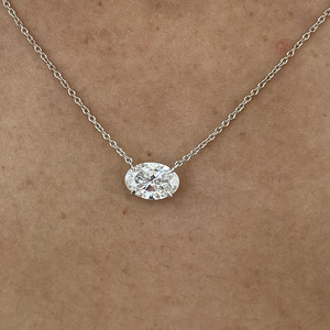 Collar con Colgante Solitario de Diamante Cultivado en Laboratorio, Corte Ovalado de 1.59 Ct, VVS, Minimalista, Oro Sólido de 14k, Joyería Fina de Moda para Mujer - Product Image 1
