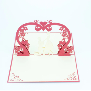 การ์ดอวยพรแบบป๊อปอัพรูปหัวใจงานหัตถกรรมกระดาษงานฝีมือของขวัญแบบทำมือรูปหัวใจ3D แบบ DIY สไตล์ความรัก - Product Image 1