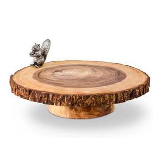 DRIVEN STAND Plateau rond en bois d'acacia de haute qualité pour servir les gâteaux et les fruits. - Product Image 2