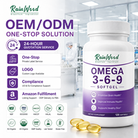 Capsules de gélules molles d'huile de poisson oméga 3 Rainwood Halal, prix de gros, 1000 mg, complément cérébral, capsules de gélules molles d'huile de poisson oméga 3