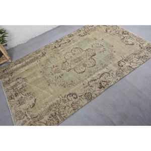 Tapis en Laine Classique Vintage Beige Vert Patchwork Design 4.3X7.2 Ft Tapis en Peluche Fait Main Living Teens Rectangle Couloir Latex - Product Image 2