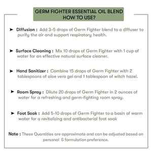 Mélange d'huiles essentielles thérapeutiques Germ Fighter de qualité cosmétique, 100% pur, pressé à froid, ingrédients encens, linalol, ylang-ylang - Product Image 4