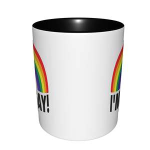 Sono Gay arcobaleno con manico nero tazze da caffè di compleanno tazze da tè in ceramica 11oz - Product Image 3