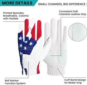 男女通用定制标志软真皮高尔夫手套可洗户外儿童空白高尔夫手套运动羊皮 - Product Image 2