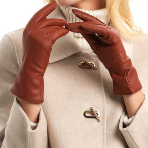 Gants en cuir tendance pour femmes, en cuir véritable, look décontracté, écran tactile, vêtements d'hiver, vêtements de rue, gants en cuir tendance - Product Image 6