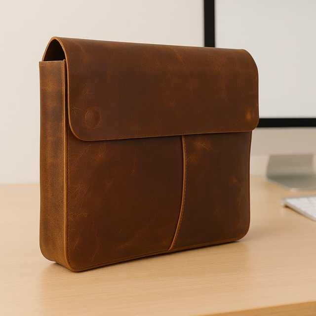 Premium Genuine Leather Slim Soft Eco-Friendly Travel Laptop Sleeve Handmade Business Executive Modern Portable Durable Retro