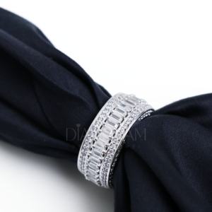 Anillo de diamante de moissanita más popular, anillo de corte redondo y baguette helado en plata de ley 925, anillo elegante de Hip Hop para hombres - Product Image 6