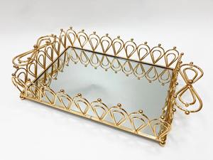 ถาดเสิร์ฟกระจกและโลหะสไตล์อิตาเลียนย้อนยุคสำหรับใช้ในบ้านและร้านเสริมสวยถาดยอดเยี่ยม - Product Image 3