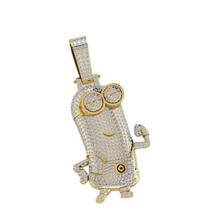 Colgante de moissanita chapado en oro y encanto E Color redondo corte brillante VVS2 joyería fina de Hip Hop Unisex al por mayor - Product Image 1