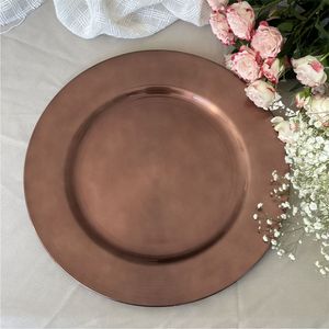 Assiette de présentation de luxe en bronze métallisé 13 pouces - Assiette de service en métal à bord martelé pour mariage et hôtel, vente en gros, sous-assiette - Product Image 3