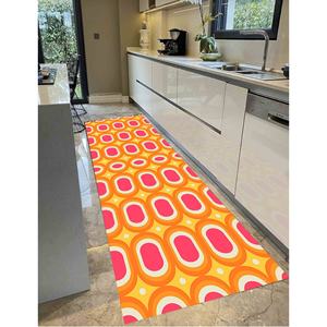 Alfombra Impresa: Retro, Estilo Años 70, Naranja, Moderna, para Oficina, Personalizada, Rosa, para Pasillo, Lavable a Máquina, Suave, No Tejida - Product Image 4